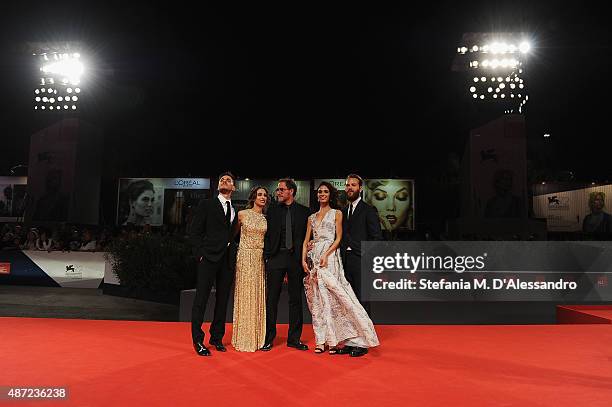 Actors Luca Marinelli, Silvia D'Amico, Valerio Mastandrea, Roberta Mattei and Alessandro Borghi attend a premiere for 'Don't Be Bad' during the 72nd...