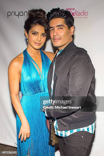 Actress Priyanka Chopra and designer Manish Malhotra attend the "I Can't Make You Love Me" video premiere at Tribeca Grand Hotel on April 28, 2014 in...