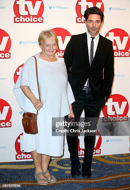 Janine Duvitski and Jake Canuso attend the TV Choice Awards 2015 at Hilton Park Lane on September 7, 2015 in London, England.