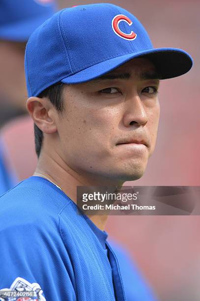 Tsuyoshi Wada of the Chicago Cubs walks from the bullpen after the Chicago Cubs defeat the St. Louis Cardinals 9-3 at Busch Stadium on September 7,...