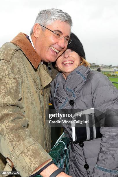 Trainer Gai Waterhouse poses with her husband Rob Waterhouse after Tenby Lady won Race 1, the Callaghan Motors Maiden during the Warnambool May...