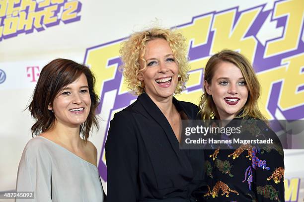 Lena Schoenmann, Katja Riemann and Jella Haase attend the 'Fack ju Goehte 2' Munich Premiere at Mathaeser Filmpalast on September 7, 2015 in Munich,...