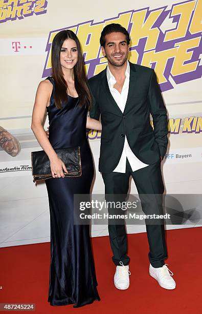 Lena Meyer-Landrut and Elyas M'Barek attend the 'Fack ju Goehte 2' Munich Premiere at Mathaeser Filmpalast on September 7, 2015 in Munich, Germany.