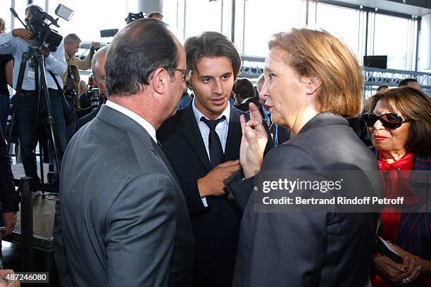 President of the French Republic Francois Hollande, Kacy Fares and Guest attend the Inauguration of the 'Osiris, Mysteres Engloutis d'Egypte' at...