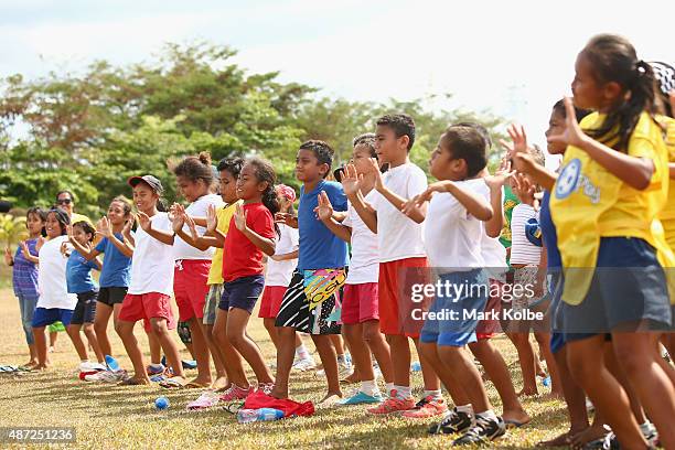 Children dance as they take part in activities at the OFC Just Play Festival, part of the Commonwealth Youth Games Athlete Personal Development...