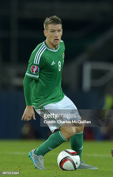 Steve Davis of Northern Ireland during the Euro 2016 Group F qualifying match against Hungary at Windsor Park on September 7, 2015 in Belfast,...