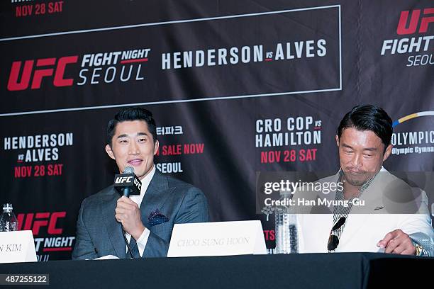 Dong Hyun Kim attends during the UFC Fight Night Seoul On-Sale Press Conference at The Banyan Tree Hotel on September 08, 2015 in Seoul, South Korea.