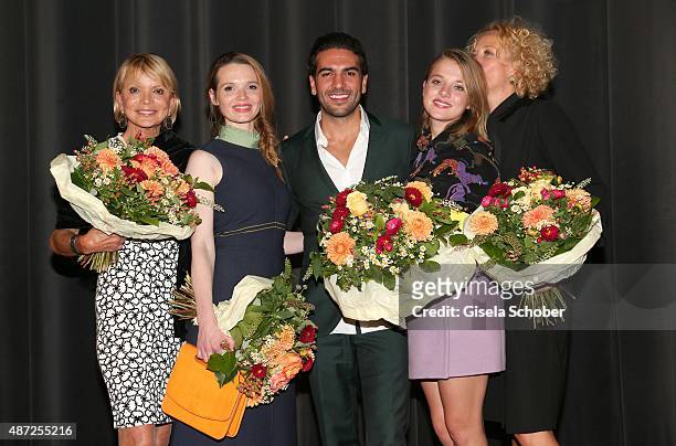 Uschi Glas, Karoline Herfurth, Elyas M'Barek, Jella Haase, Katja Riemann during the world premiere of 'Fack ju Goehte 2' at Mathaeser Kino on...