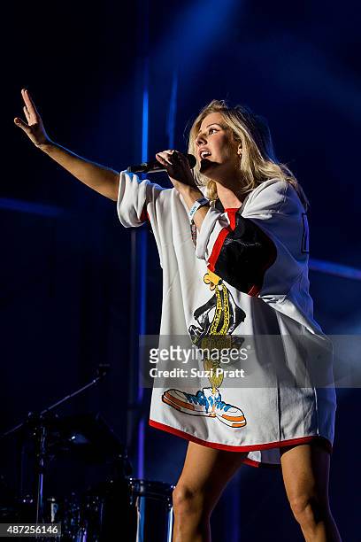 Ellie Goulding performs at Bumbershoot at Seattle Center on September 7, 2015 in Seattle, Washington.