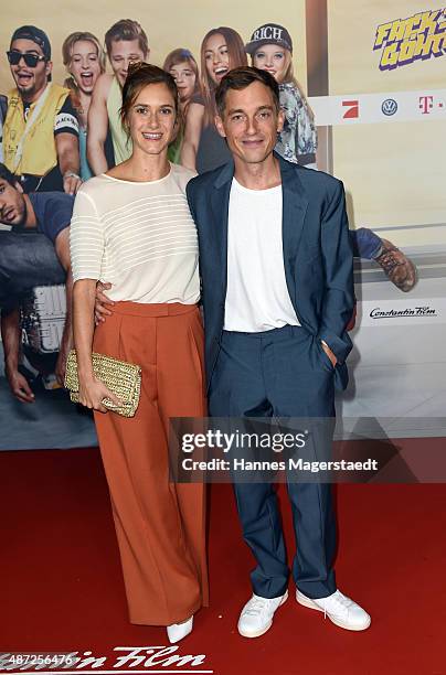 Actor Volker Bruch and his girlfriend Miriam Stein attend the 'Fack ju Goehte 2' Munich Premiere at Mathaeser Filmpalast on September 7, 2015 in...