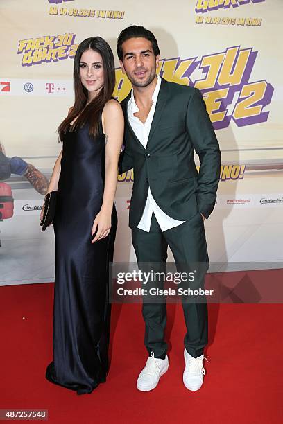 Lena Meyer-Landrut and Elyas M'Barek during the world premiere of 'Fack ju Goehte 2' at Mathaeser Kino on September 7, 2015 in Munich, Germany.