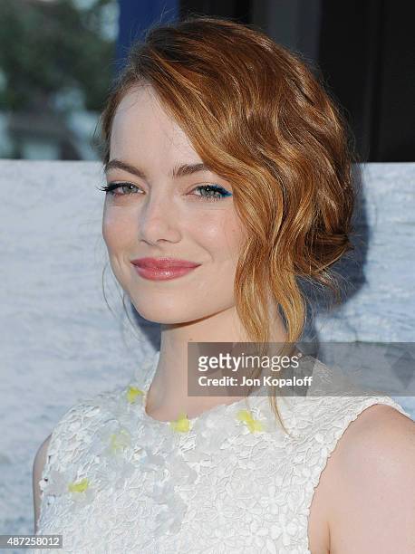 Actress Emma Stone arrives "Irrational Man" at Writers Guild Awards on July 9, 2015 in Los Angeles, California.