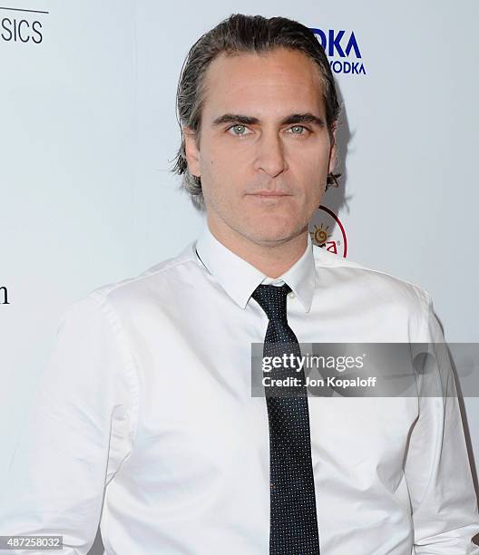 Actor Joaquin Phoenix arrives "Irrational Man" at Writers Guild Awards on July 9, 2015 in Los Angeles, California.