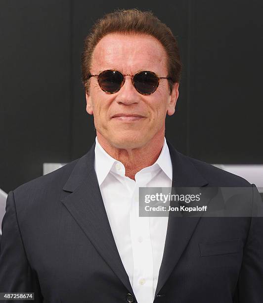 Arnold Schwarzenegger arrives at the Los Angeles Premiere "Terminator Genisys" at Dolby Theatre on June 28, 2015 in Hollywood, California.