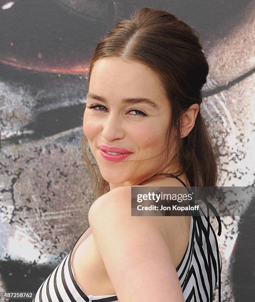 Actress Emilia Clarke arrives at the Los Angeles Premiere "Terminator Genisys" at Dolby Theatre on June 28, 2015 in Hollywood, California.