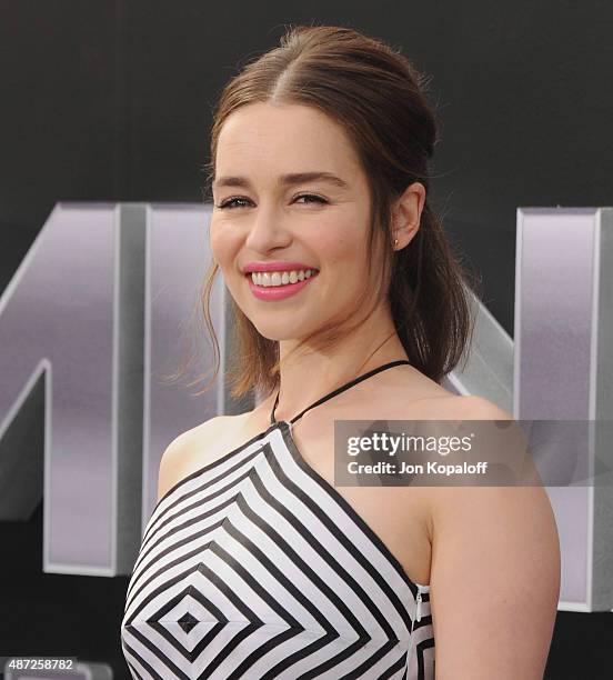 Actress Emilia Clarke arrives at the Los Angeles Premiere "Terminator Genisys" at Dolby Theatre on June 28, 2015 in Hollywood, California.