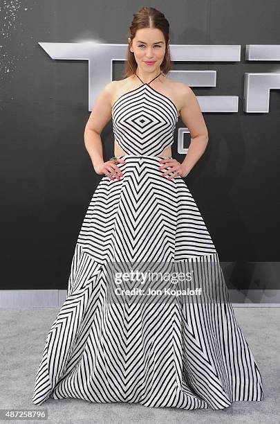 Actress Emilia Clarke arrives at the Los Angeles Premiere "Terminator Genisys" at Dolby Theatre on June 28, 2015 in Hollywood, California.