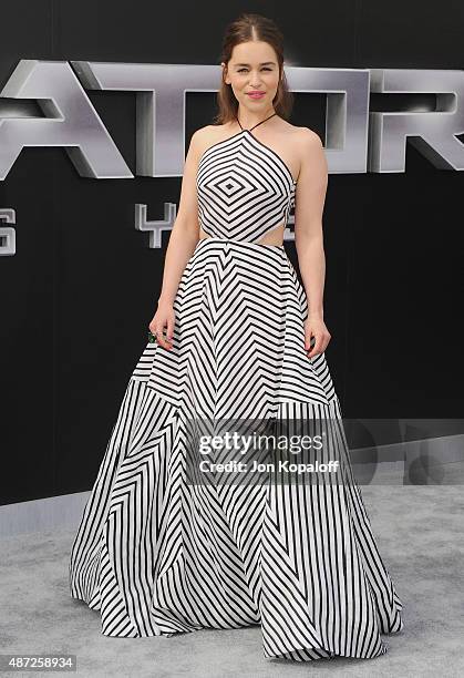 Actress Emilia Clarke arrives at the Los Angeles Premiere "Terminator Genisys" at Dolby Theatre on June 28, 2015 in Hollywood, California.