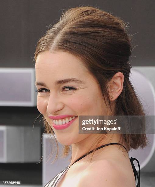 Actress Emilia Clarke arrives at the Los Angeles Premiere "Terminator Genisys" at Dolby Theatre on June 28, 2015 in Hollywood, California.