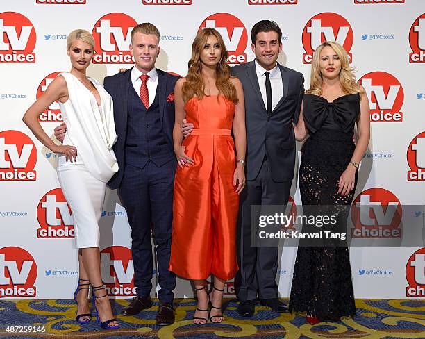 Chloe Sims, Tommy Mallet, Ferne McCann, James Argent and Lydia Bright attend the TV Choice Awards 2015 at Hilton Park Lane on September 7, 2015 in...