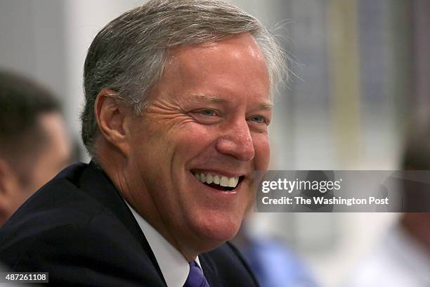 Congressman Mark Meadows leads a roundtable discussion with some of his district's firefighters and law enforcement officers at the Skyland Fire...