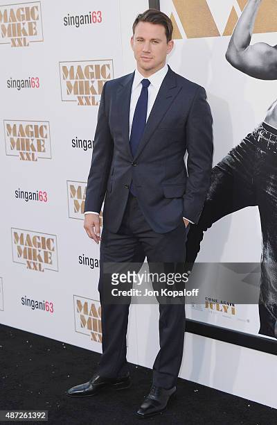 Actor Channing Tatum arrives at the Los Angeles Premiere "Magic Mike XXL" at TCL Chinese Theatre IMAX on June 25, 2015 in Hollywood, California.