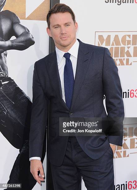 Actor Channing Tatum arrives at the Los Angeles Premiere "Magic Mike XXL" at TCL Chinese Theatre IMAX on June 25, 2015 in Hollywood, California.