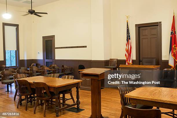 An interior of the restored Tallahatchie County Courthouse, where the trial of the two men accused of killing Emmett Till was held. Photographed on...