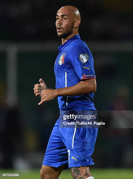 Simone Zaza of Italy in action during the UEFA EURO 2016 Qualifier match between Italy and Bulgaria on September 6, 2015 in Palermo, Italy.