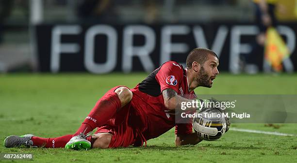 Bozhidar Mitrev goalkeeper of Bulgaria in action during the UEFA EURO 2016 Qualifier match between Italy and Bulgaria on September 6, 2015 in...