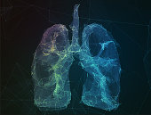 The abstract image human lungs in form of lines communication