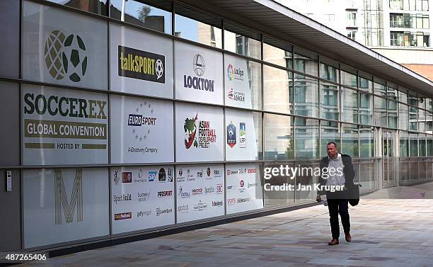 Delegates arrive on day four of the Soccerex - Manchester Convention at Manchester Centralon September 8, 2015 in Manchester, England.