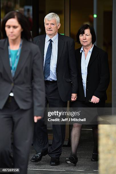 John and Marian Buckley leave Glasgow High Court following the sentencing of a man for the murder of their daughter on September 8, 2015 in...