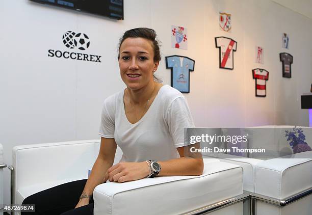 Manchester City footballer Lucy Bronze during day four of the Soccerex Global Convention at Manchester Central on September 8, 2015 in Manchester,...