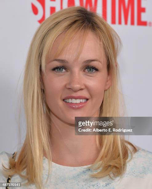 Actress Ambyr Childers arrives to an exclusive conversation with the cast of Showtime's "Ray Donovan" at Leonard H. Goldenson Theatre on April 28,...