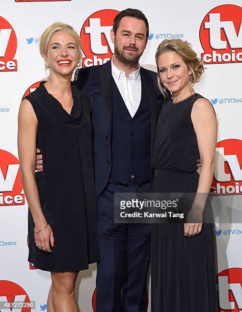 Maddy Hill, Danny Dyer and Kellie Bright attend the TV Choice Awards 2015 at Hilton Park Lane on September 7, 2015 in London, England.