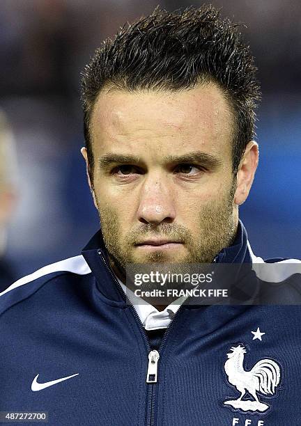 France's forward Mathieu Valbuena is pictured during the Euro 2016 friendly football match France vs Serbia on September 7 at the Nouveau Stade...