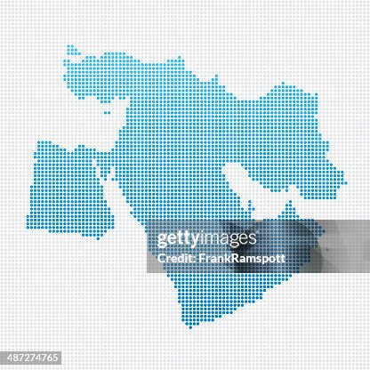 Middle East Map Blue Dot Pattern Middle East Map Blue Dot Pattern
