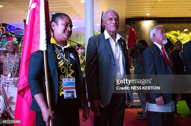 Tonga's Prime Minister Akilisi Pohiva arrives for the official opening of the 46th Pacific Islands Forum in Port Moresby on September 8, 2015. The...