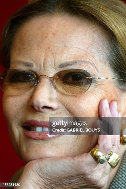 Italian actress Claudia Cardinale poses during a press conference, 04 November 2002 in Rome, to promote her first experience as theatre actress in...