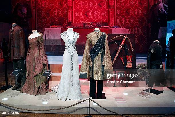 Costumes of the serie "Game of Thrones" are displayed during the opening of an exhibition dedicated to HBO's television medieval fantasy series "Game...