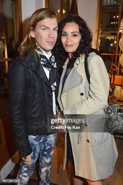 Christophe Guillarme and Aida Touihri attend 'Charriol': Ephemeral Boutique opening hosted by Nathalie Garcon at Galerie Vivienne on April 28, 2014...