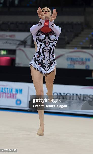 Natalia Gaudio of Brazil competes during the 34th Rhythmic Gymnastics World Championships on September 8, 2015 in Stuttgart, Germany.