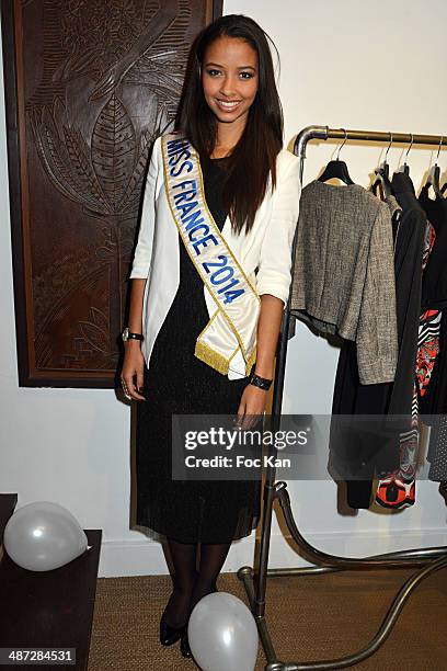 Miss France Flora Coquerel attends 'Charriol': Ephemeral Boutique opening hosted by Nathalie Garcon at Galerie Vivienne on April 28, 2014 in Paris,...