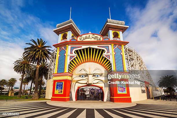 luna park melbourne - st kilda beach stock pictures, royalty-free photos & images