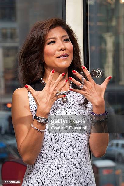 Julie Chen visits "Extra" at their New York studios at H&M in Times Square on September 8, 2015 in New York City.