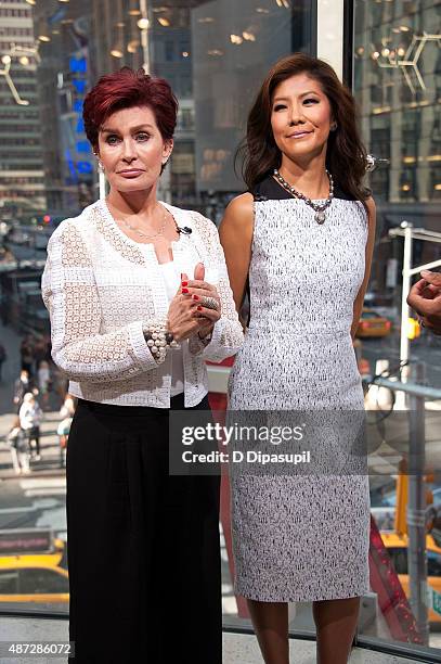 Sharon Osbourne and Julie Chen visit "Extra" at their New York studios at H&M in Times Square on September 8, 2015 in New York City.