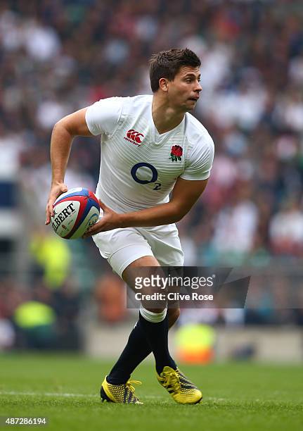 Ben Youngs of England runs with the ball during the QBE International match between England and Ireland at Twickenham Stadium on September 5, 2015 in...