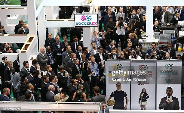 General view during an announcement for new added venues on day four of the Soccerex - Manchester Convention at Manchester Centralon September 8,...