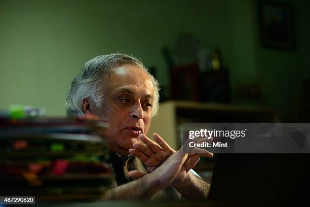 Congress leader and Union Rural Development Minister Jairam Ramesh during an interview on January 25, 2014 in New Delhi, India.